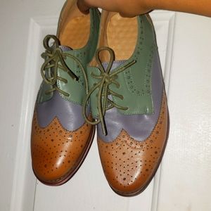Genuine leather pastel oxfords